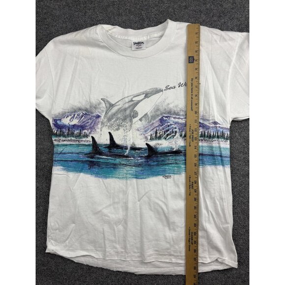 Vintage Sea World Shirt Mens Extra Large White Orca Whale Graphic Made USA 1993 - Picture 5 of 6
